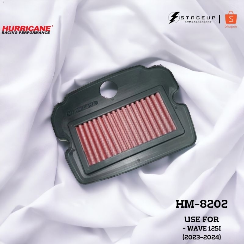 ใหม่ HURRICANE กรองอากาศ Wave 125i 2023 2024 โฉมล่าสุด Wave 110i LED 2021+ แต่ง เพิ่มแรงม้า ล้างได้ HM-8202 - รูปที่ 2