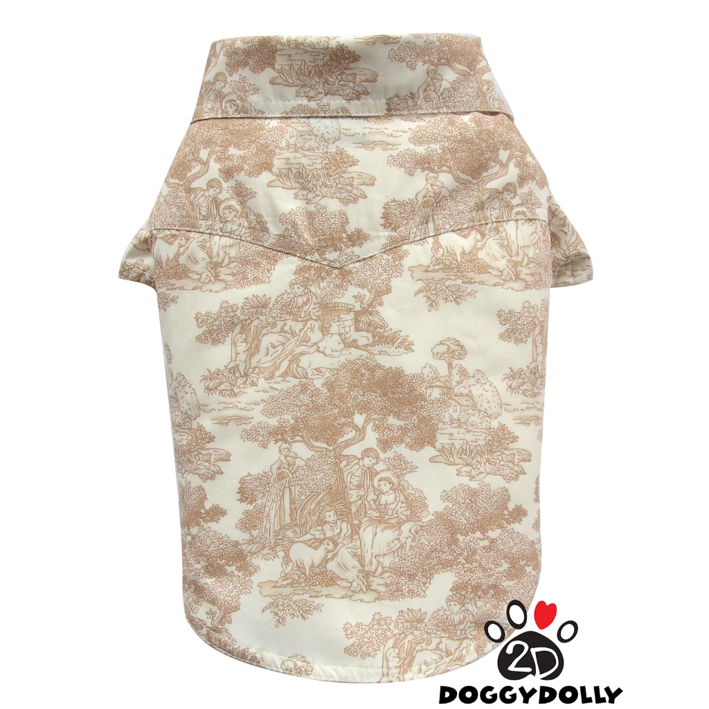 Pet cloths -Doggydolly  เสื้อผ้าแฟชั่น  สัตว์เลี้ยง หมาแมว เชิ๊ต สีครีม ขนาดไซส์ 1-9 โล - S189