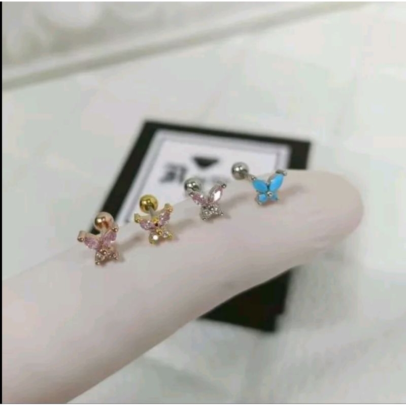 BBLOGO44 จิวผีเสื้อ ก้าน 0.8 ยาว 6 mm ราคา 1 ชิ้น
