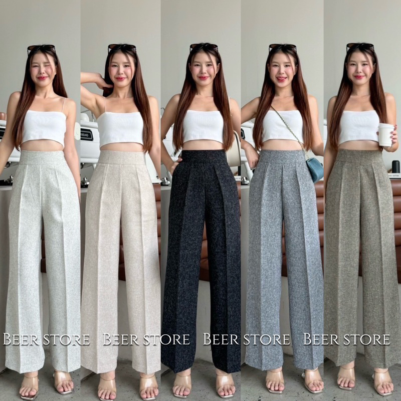 new collection S-XXLขากระบอกกลางซิปข้างผ้าทอชาแนลพร้อมส่ง