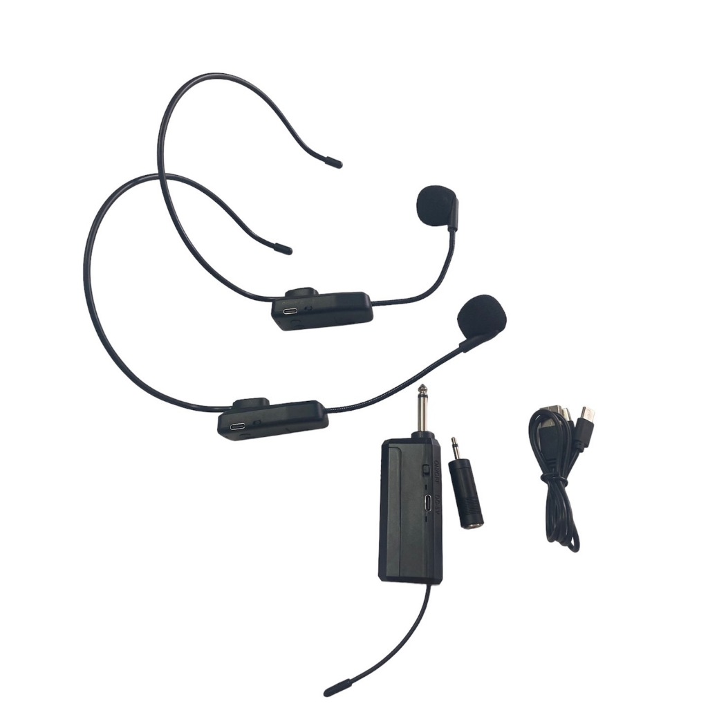 ไมโครโฟนไร้สายคาดศีรษะคู่ชาร์จแบตทั้งชุดระบบUHFรุ่นE-108คู่