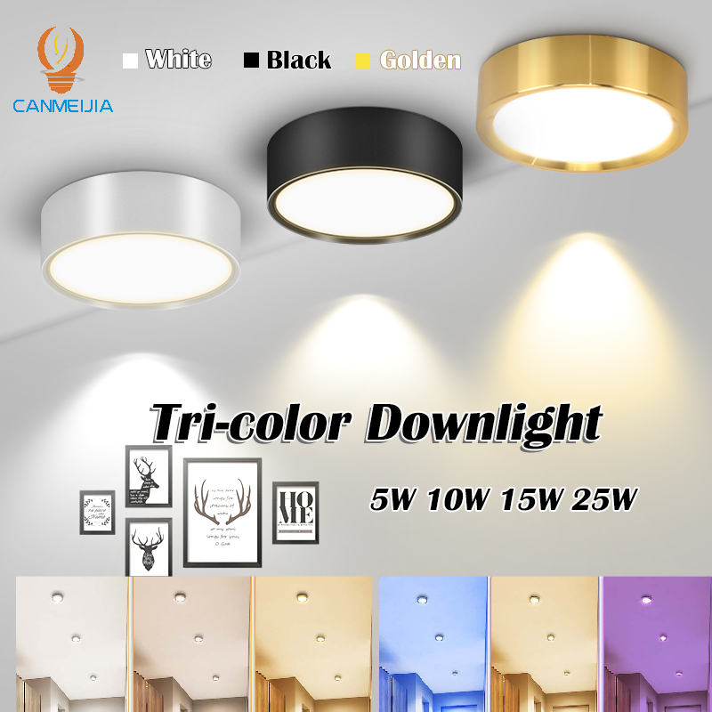 3สี ไฟled ไฟดาวน์ไลท์led โคมไฟติดเพดาน มินิ สปอตไลท์ โคมไฟ 5w 10w 15wโคมไฟเพดาน ตกแต่งห้อง ใช้สำหรับห้องนอนห้องครัว