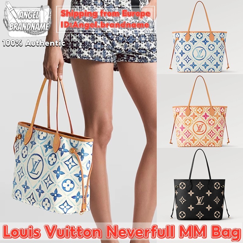 👜หลุยส์วิตตอง Louis Vuitton Neverfull MM Tote Bag กระเป๋า สุภาพสตรี/กระเป๋าสะพายไหล่