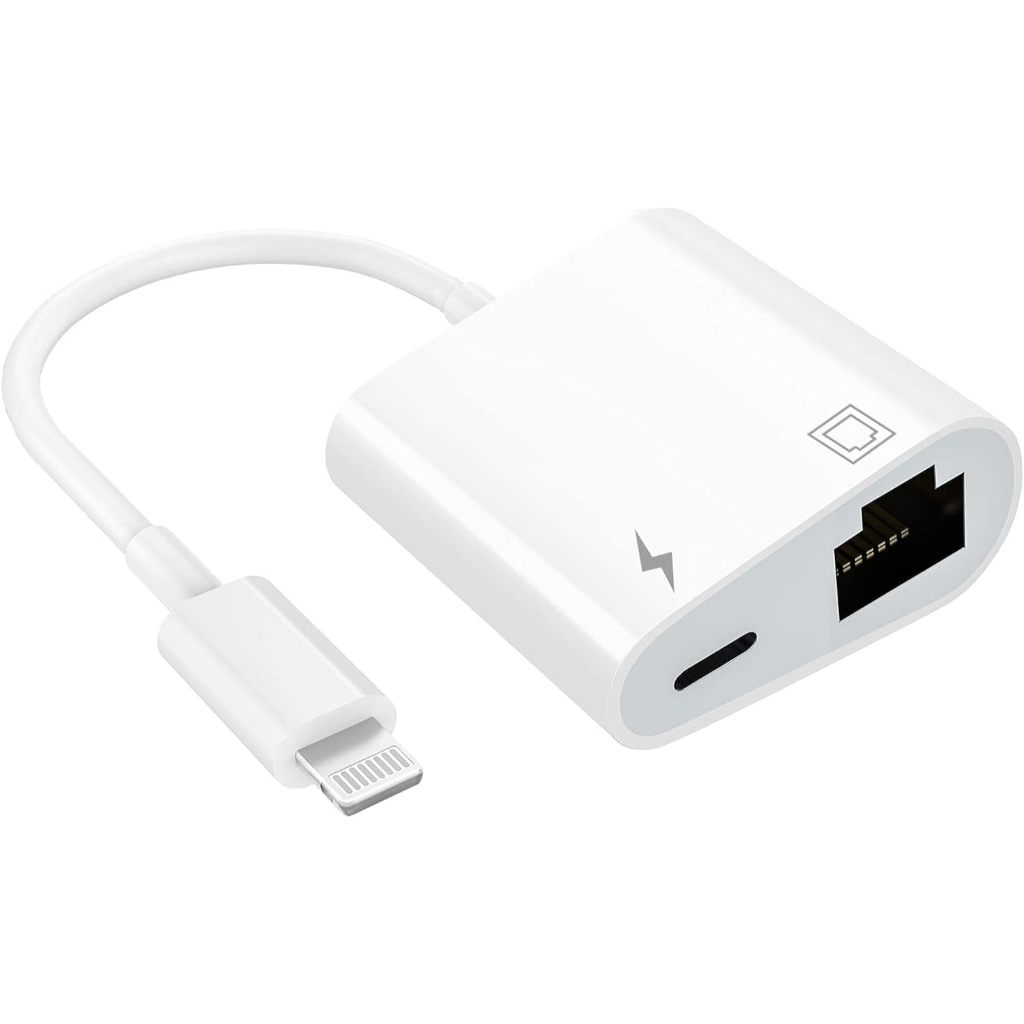 Ethernet Adapter 2 in 1 RJ45 Ethernet LAN Network Adapter with Charging Port 10/100 iphone