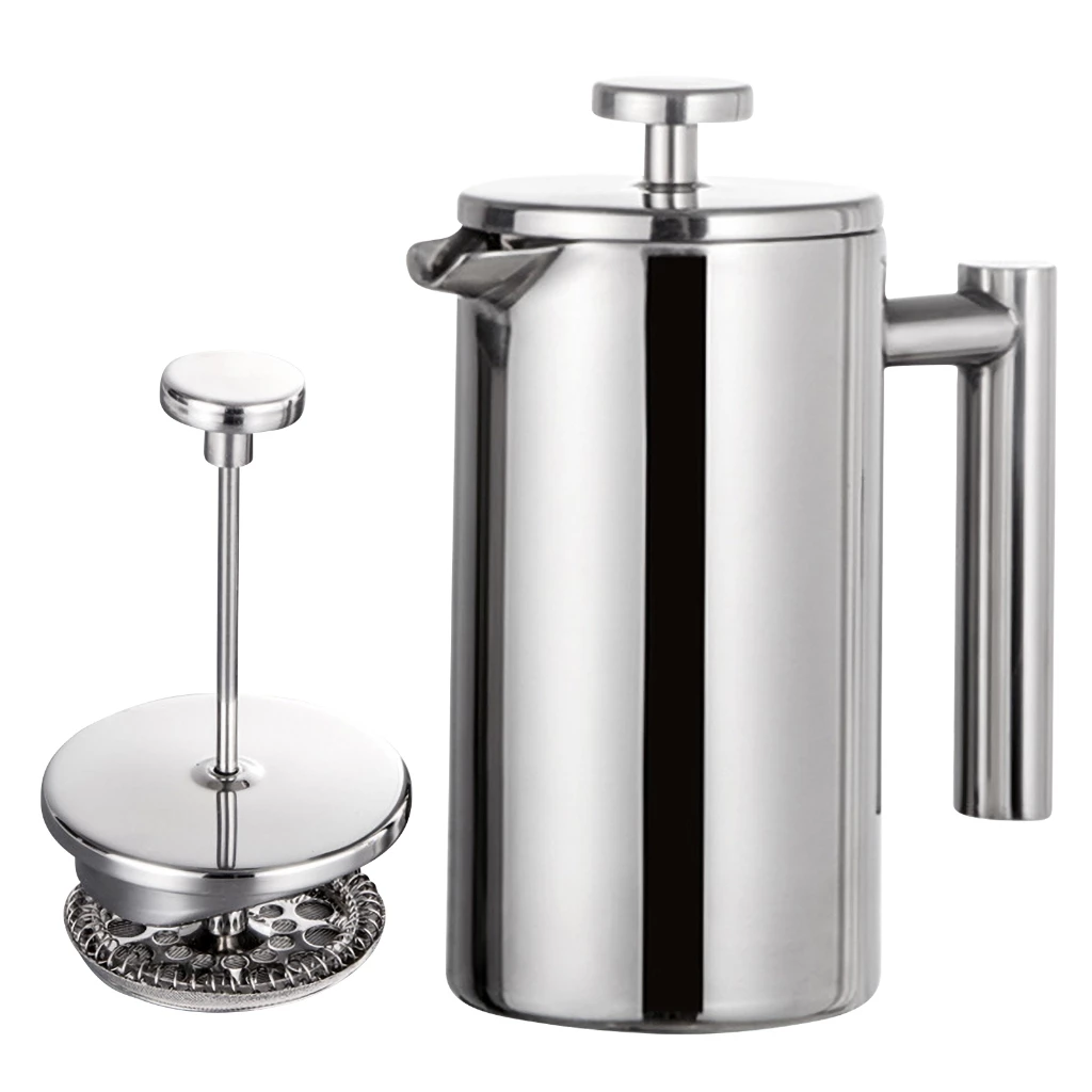 【French Press】800ml 1000ml เครื่องชงกาแฟสด เครื่องชงกาแฟ Double Wall 304 Stainless Steel Coffee Maker Tea Pot thumbnail 3