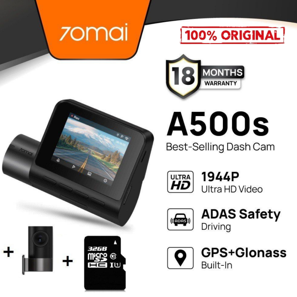เรดดี้สต็อก 70mai Pro Plus Dash Cam A500s 1944P Built-In GPS 2.7K Full HD WDR 70 mai A500 S Car Camera กล้องติดรถยน