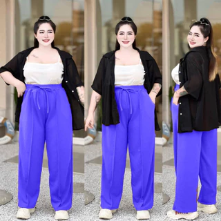 (โปรเดือน 8.8 .) A11 กางเกงตีเกล็ดหน้า ทรงกระบอกเอว 28-50" สาวอวบใส่ได้ ผ้าวูลเวฟ ยืดใส่สบาย สไตล์สาวอวบ