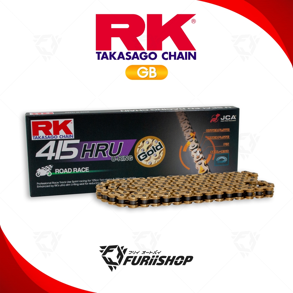 โซ่ RK Chain GB415HRU Full Gold Racing Chain U-ring (~400cc) (GB415HRU-130L)
