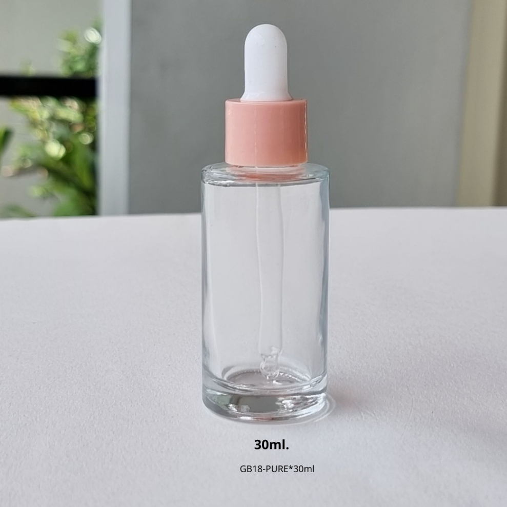 ขวดแก้วพร้อมดรอปเปอร์(ฝาสีชมพู จุกขาว)ขนาด 5ml 10ml 15ml 30ml หัวบีบหยด ใส่เซรั่ม เอสเซ้นต์ น้ำหอม ขวดแบ่ง ภาชนะ