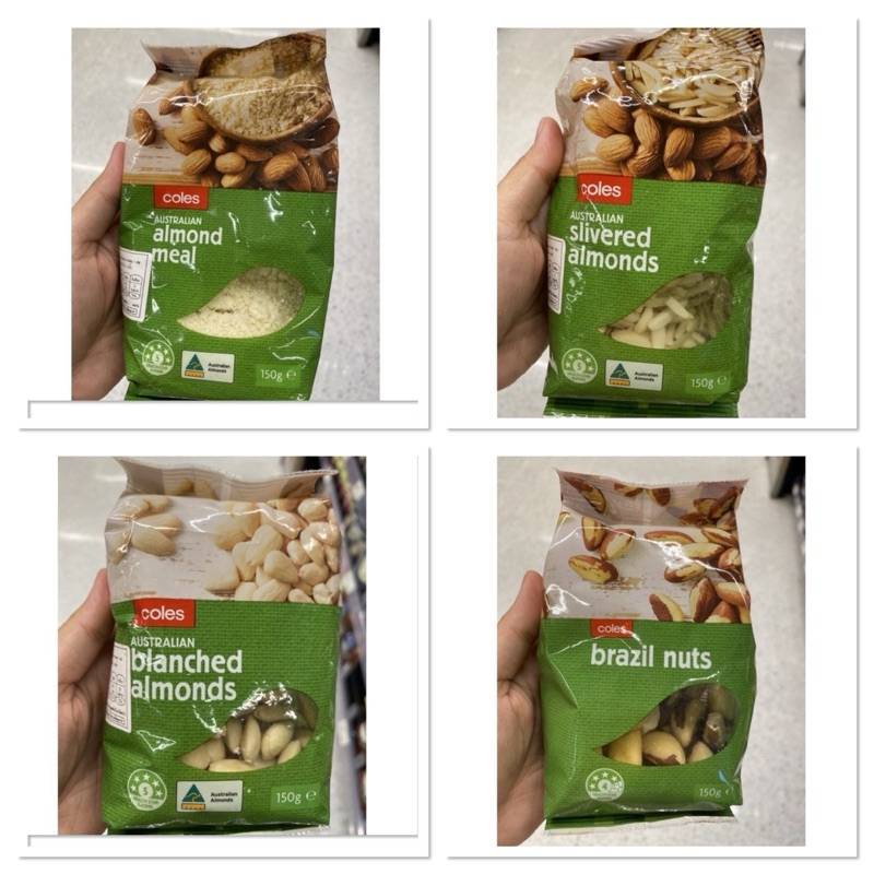 ถั่วบราซิล อบแห้ง ตรา โคลส์ 150 G. Brazil Nuts Coles / Australian Almonds Meal / Slivered Almonds / 