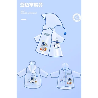 เสื้อกันฝนเด็ก ชุดกันฝนเด็ก มีฮู้ดกันฝน สีขาวขุ่น วัสดุEVAทน ลายการ์ตูนน่ารัก