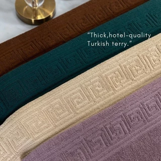 ผ้าเช็ดตัว หนาแน่นคงทน สีพื้นทอลายพรีเมี่ยม