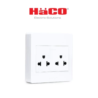 ชุดเต้ารับคู่มีกราวด์ 3 ขา HACO รุ่น M3N-E20 สีขาว