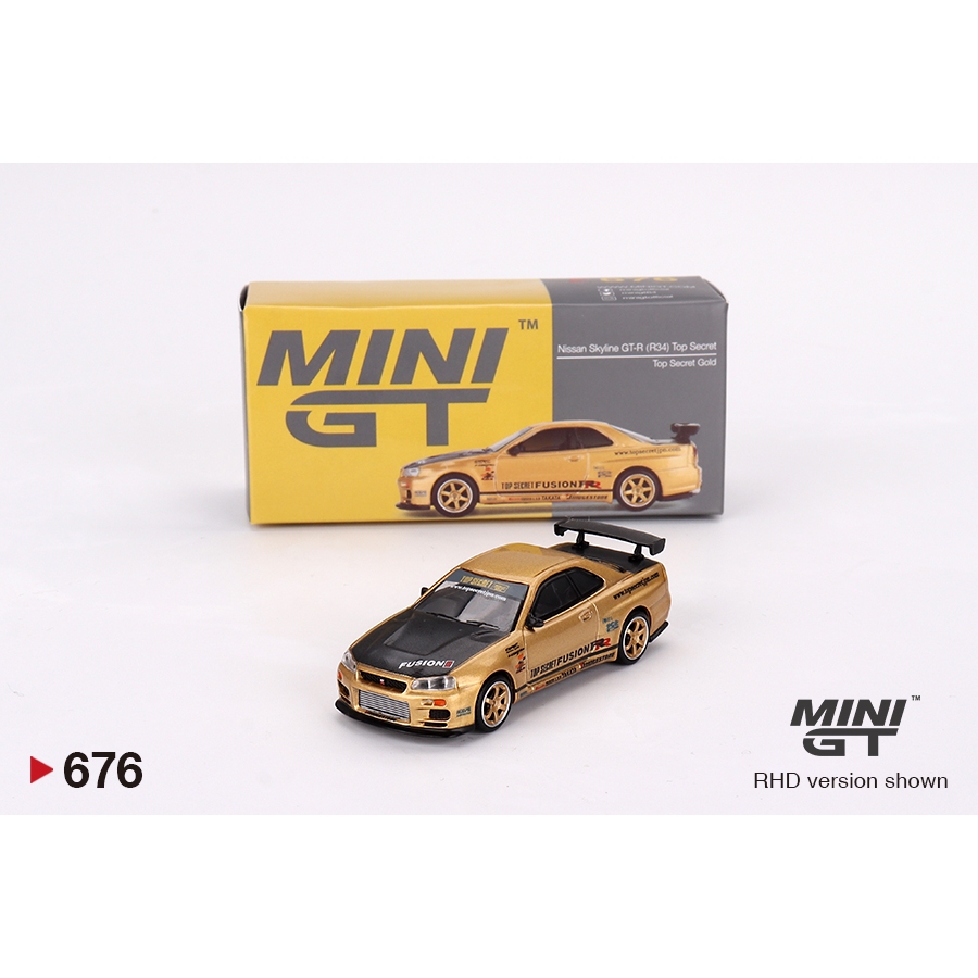 MINI GT 1/64 NIssan Skyline GT-R(R34) Top Secret Gold Japan Exclusive