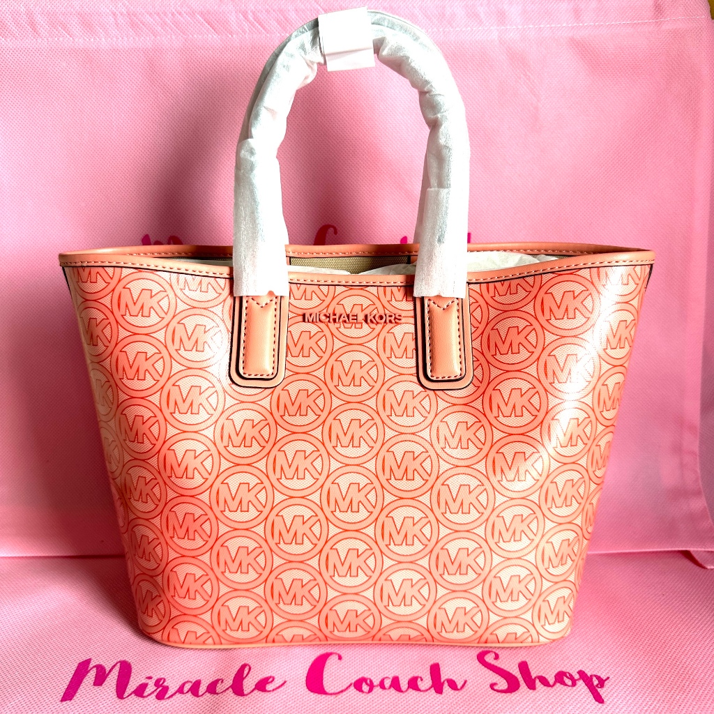 กระเป๋า Tote Michael Kors แท้ ผ้า Jacquard ลาย Logo MK สายหนังแท้ ใบเล็ก MICHAEL KORS 35H1T2JT1C JOD