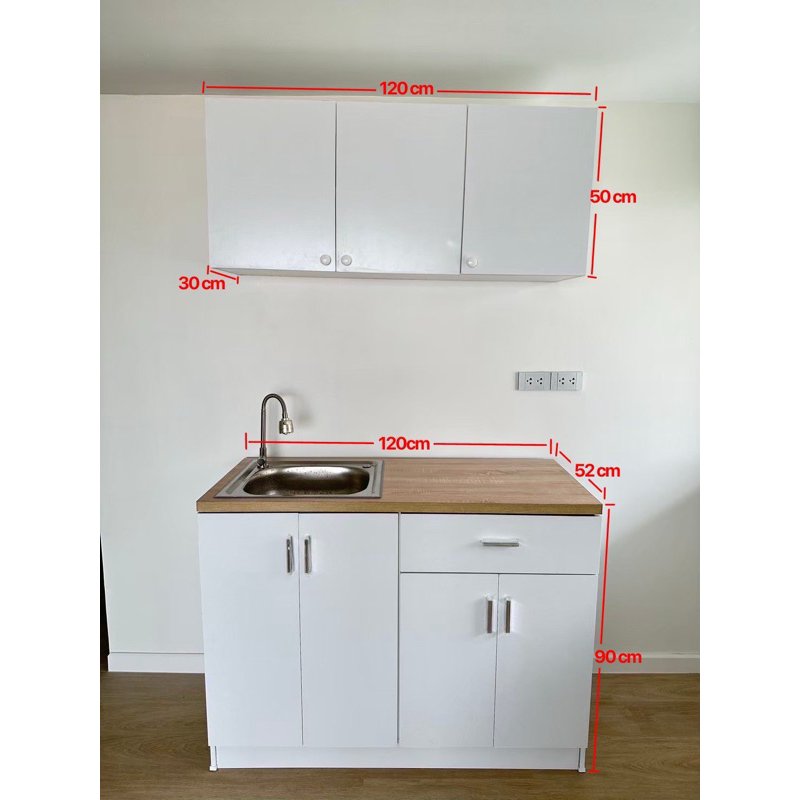 เค้าเตอร์อ่างล้างจาน 120cm. พร้อมตู้แขวน 🌟ต่างจังหวัดสอบถามก่อนสั่งซื้อ🌟