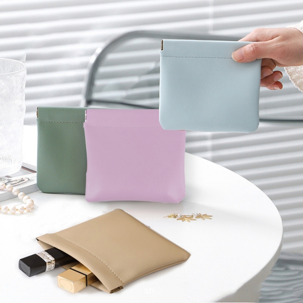 กระเป๋าสตางค์ สําหรับใส่เหรียญ หนัง PU ขนาดเล็ก พรีเมี่ยม เก็บเหรียญ กุญแจ หูฟัง ลิปสติก อเนกประสงค์