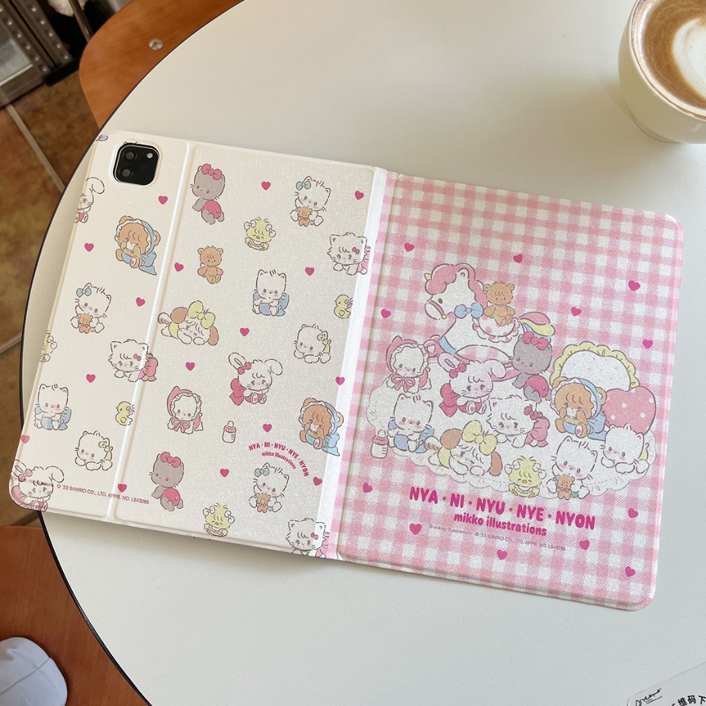พร้อมส่ง ลายสก๊อตสีชมพู เคสไอแพด gen9 cute bunny พร้อมที่วางปากกา เคส iPad MINI7 Air6 11 pro11 2024