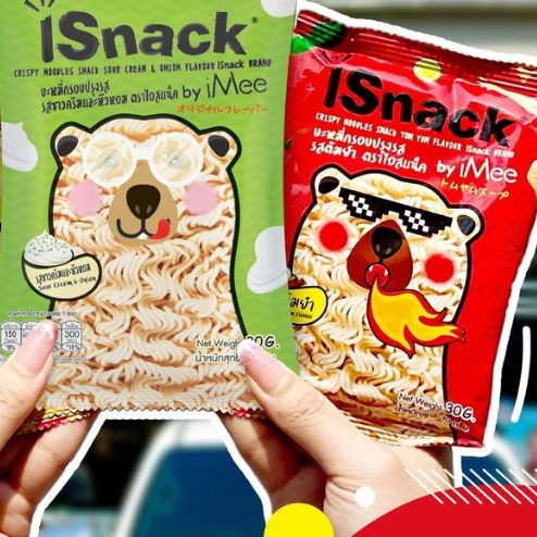 (แพ็ก 10 ชิ้น) ISNACK ไอสแน็ค iSnack บะหมี่กรอบปรุง รสซาวครีมและหัวหอม 30 กรัม