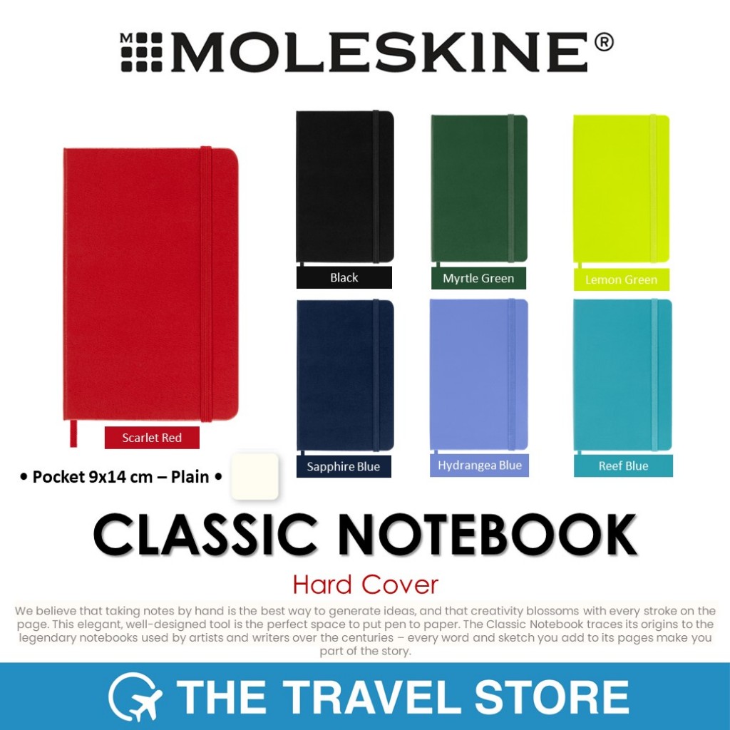 MOLESKINE Classic Notebook Hard Cover | Plain | Pocket 9x14 cm สมุดโน๊ต ปกแข็ง หน้ากระดาษเปล่า ไซส์พกพา