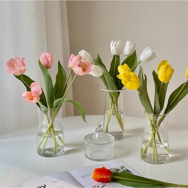 OurHome [ดอกทิวลิประดับไฮเอนด์ที่ให้ความชุ่มชื้น] Artificial tulip งานแต่งงานและของตกแต่งบ้านร้านกาแฟร้านอาหารและโรงแรม