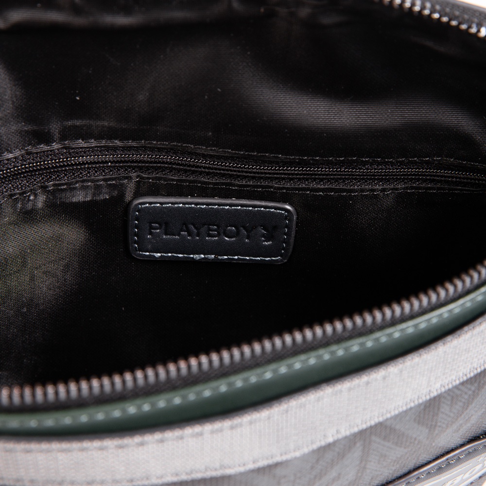 Playboy:Journey Men's Bag กระเป๋าคาดอกคาดเอวผู้ชาย รุ่น ST-B242PBM271-BL ดีไซน์สกรีนโลโก้อักษรสามเหลี่ยม สีกรม