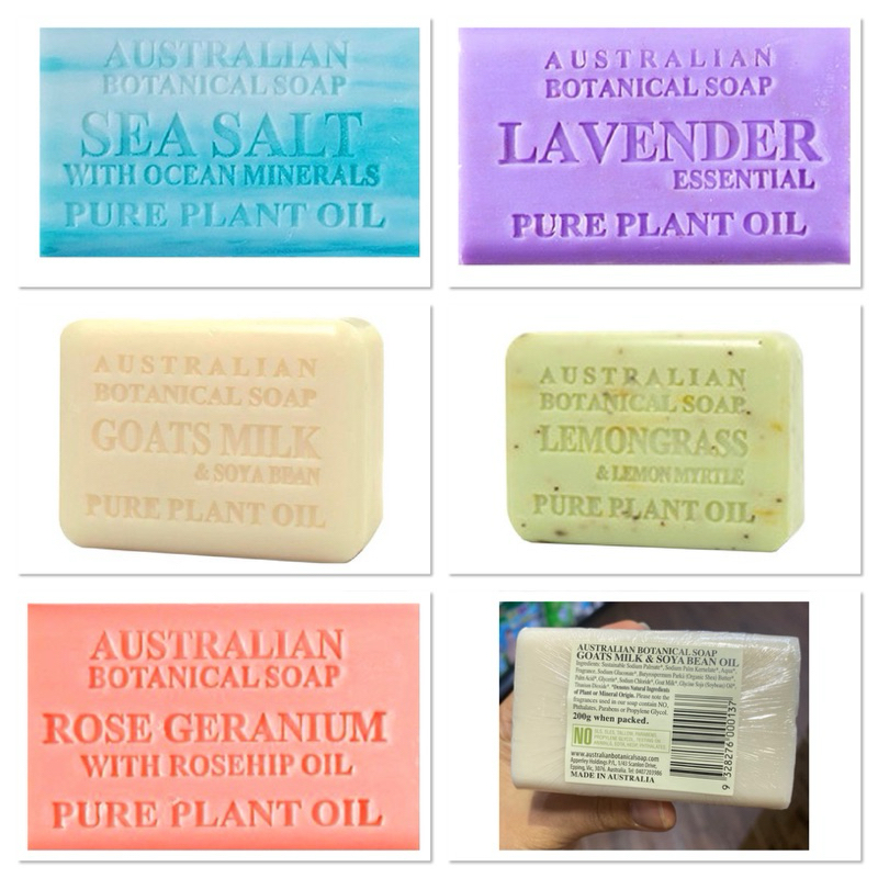 Australian Botanical Soap Goats Milk & Soya Bean Oil 200 G. / Sea Salt With Ocean Minerals /  Rose G