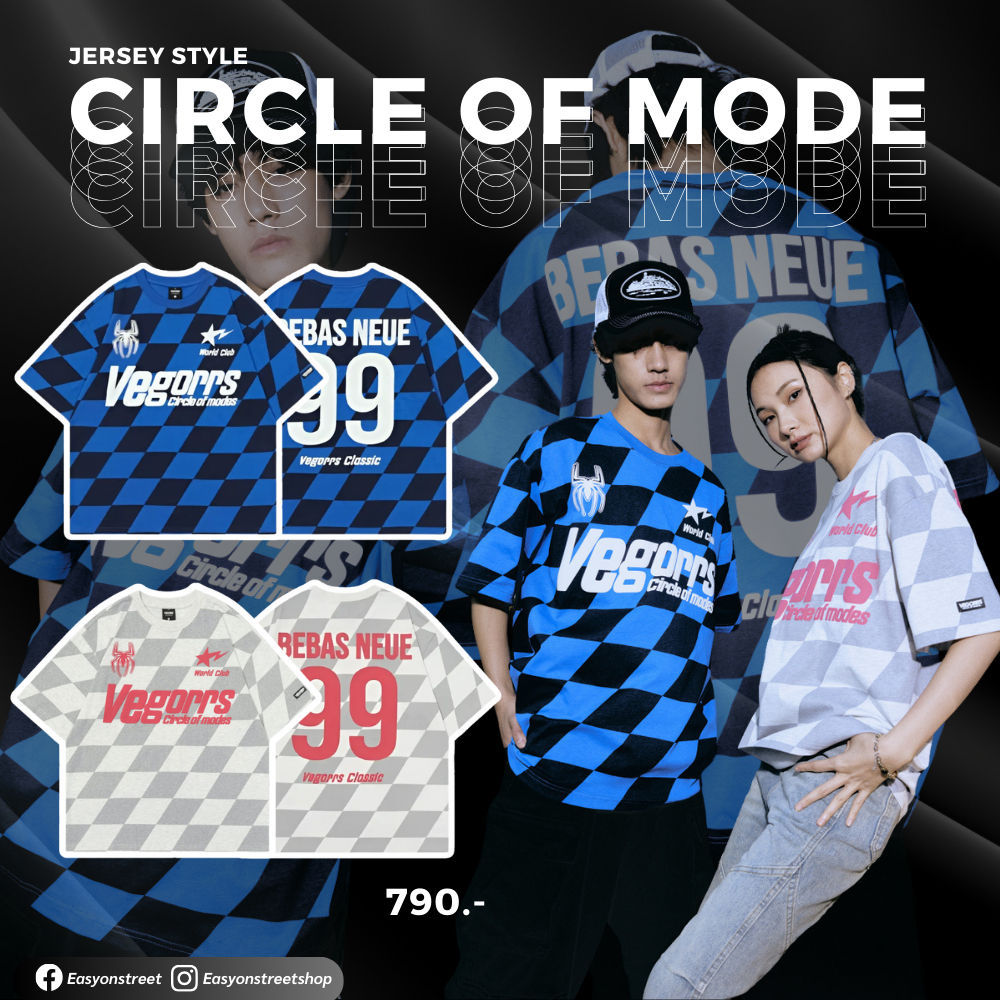Circle of mode เสื้อJersey สไตล์สตรีท ผ้าCotton100% ทรงเสื้อสวยสกรีนนูน เสื้อกีฬาในรูปแบบผ้าคอตตอนใส่เที่ยวได้
