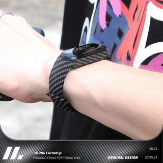 สายซิลิโคนอ่อนนุ่ม MiBand 3 4 5 6 7 8 9 10 สายเนื้อคาร์บอนไฟเบอร์ สายกีฬากันน้ำ