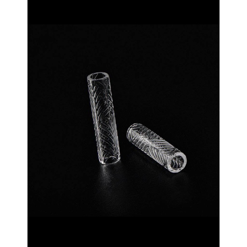 Solid Etched Quartz Pillars - Palm Leaf. Length 30mm|Diameter 6mm