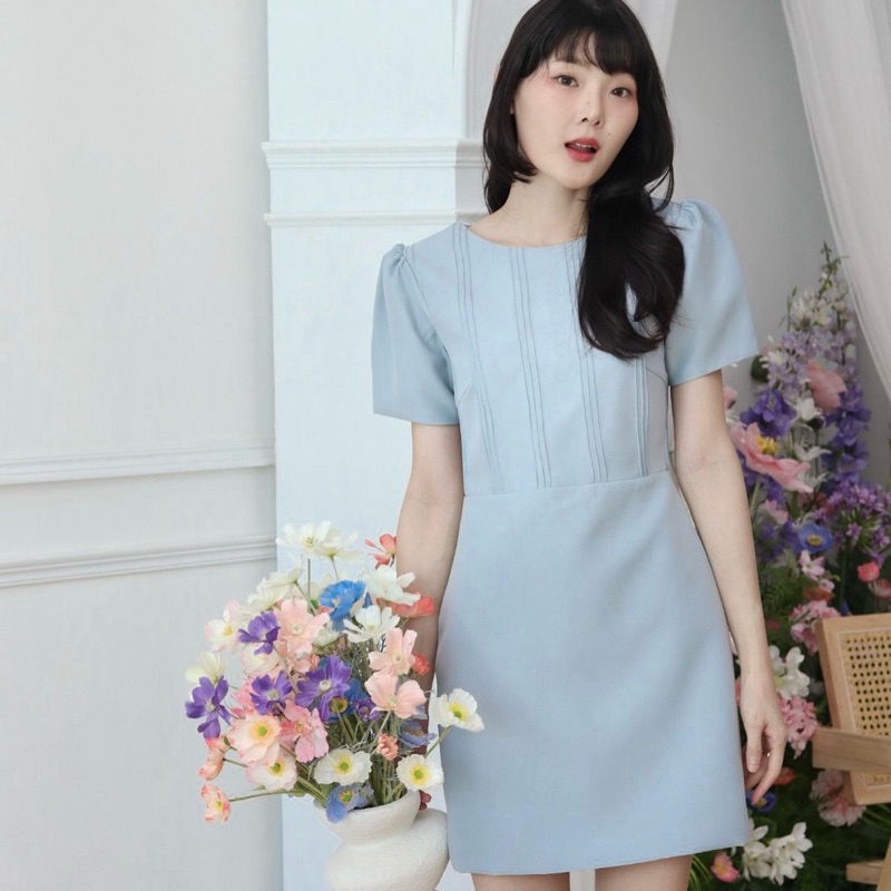 coolsummer.bkk - Nova Dress เดรสแขนตุ๊กตาแต่งเกล็ดหน้า
