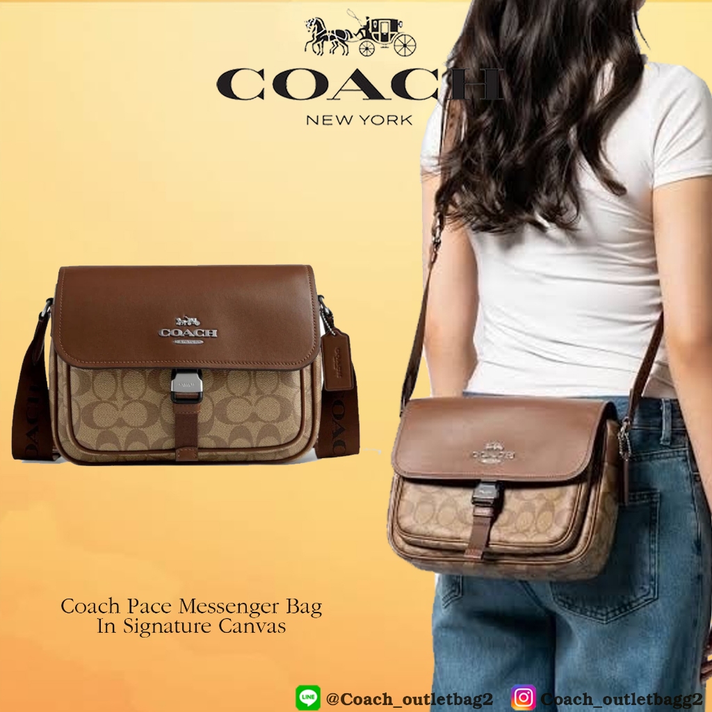 Coach Pace Messenger Bag In Signature Canvas CR131 CR098