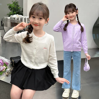 มาใหม่พร้อมส่ง เสื้อกันหนาวไหมพรมเด็ก เสื้อกันหนาวสเวตเตอร์ งานดีน่ารักมาก เนื้อนุ่ม เสื้อคลุมเด็ก เด็กผู้หญิง