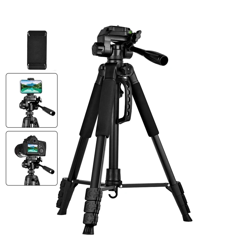 Professional Camera Tripod Stand with Phone Holder & Bag Photography Travel Tripod For Canon/Nikon/Sony/DSLR Camera