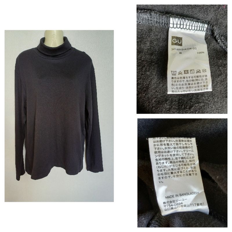 GU Size M  เสื้อคอเต่าสีดำเข้ม