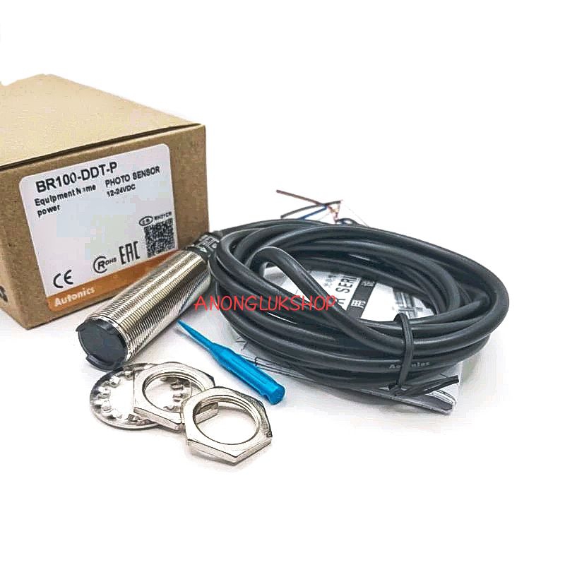 BR100-DDT-P BR100DDT-P Photoelectric Sensor M18 ชนิด PNP เซ็นเซอร์จับวัตถุ ระยะการจับ 100MM (10CM) แหล่งจ่าย 12-24VDC