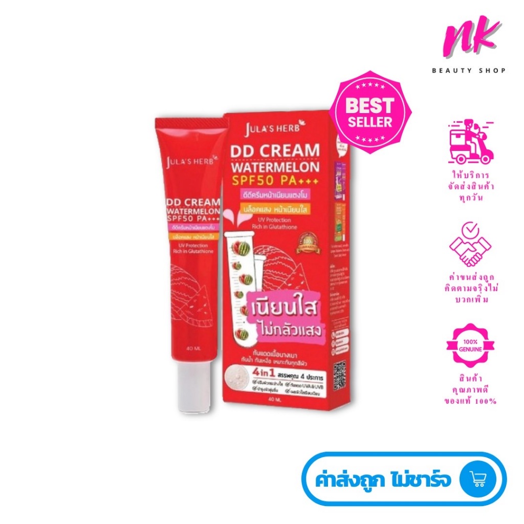 ใหม่ จุฬาเฮิร์บ DD Cream Watermelon SPF50 PA+++ ดีดีครีมกันแดดแตงโม