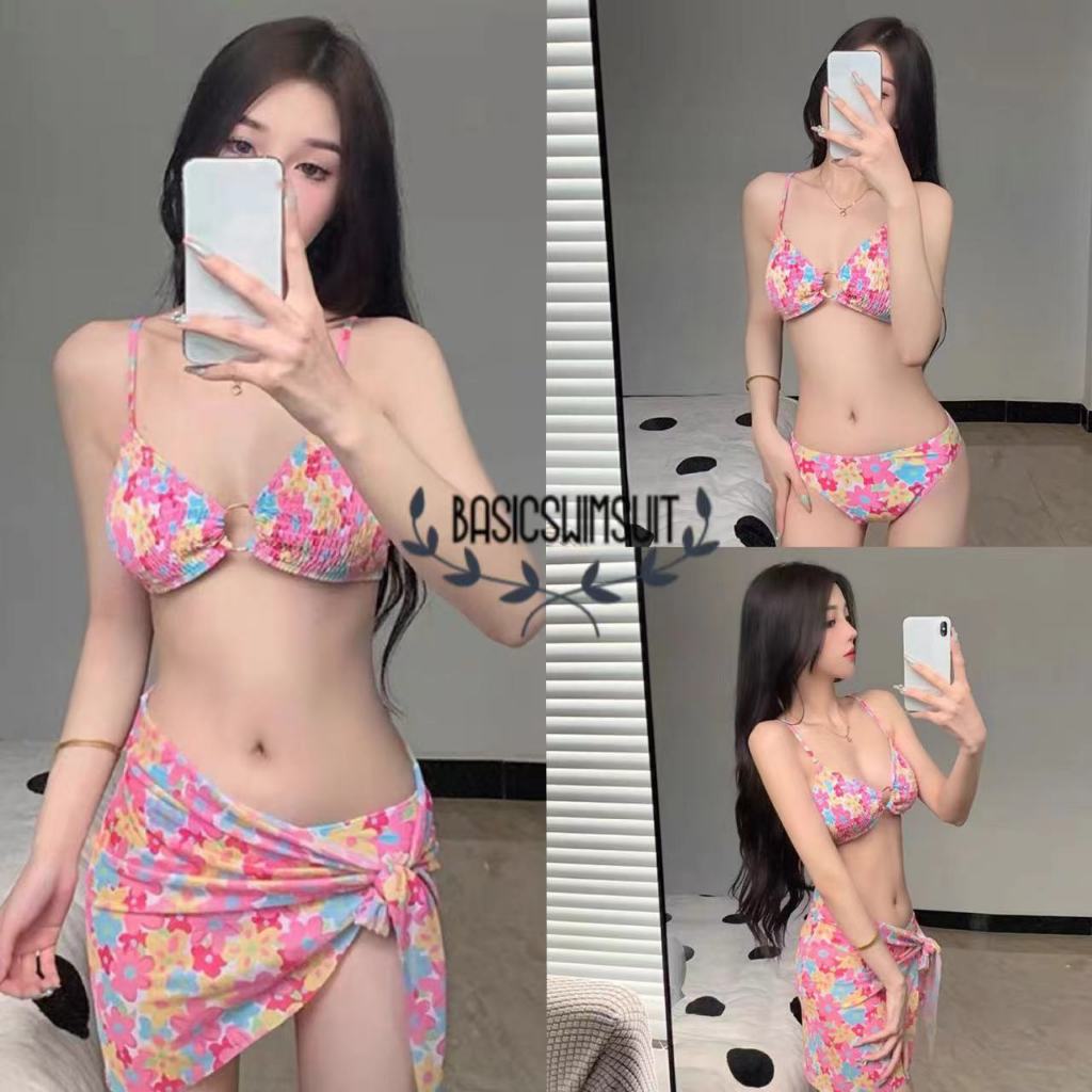 Basic swimsuit ชุดว่ายน้ำ3ชิ้น รุ่นใหม่ bikini sexy ชุดไปทะเล ผ้าเนื้อดี #0253