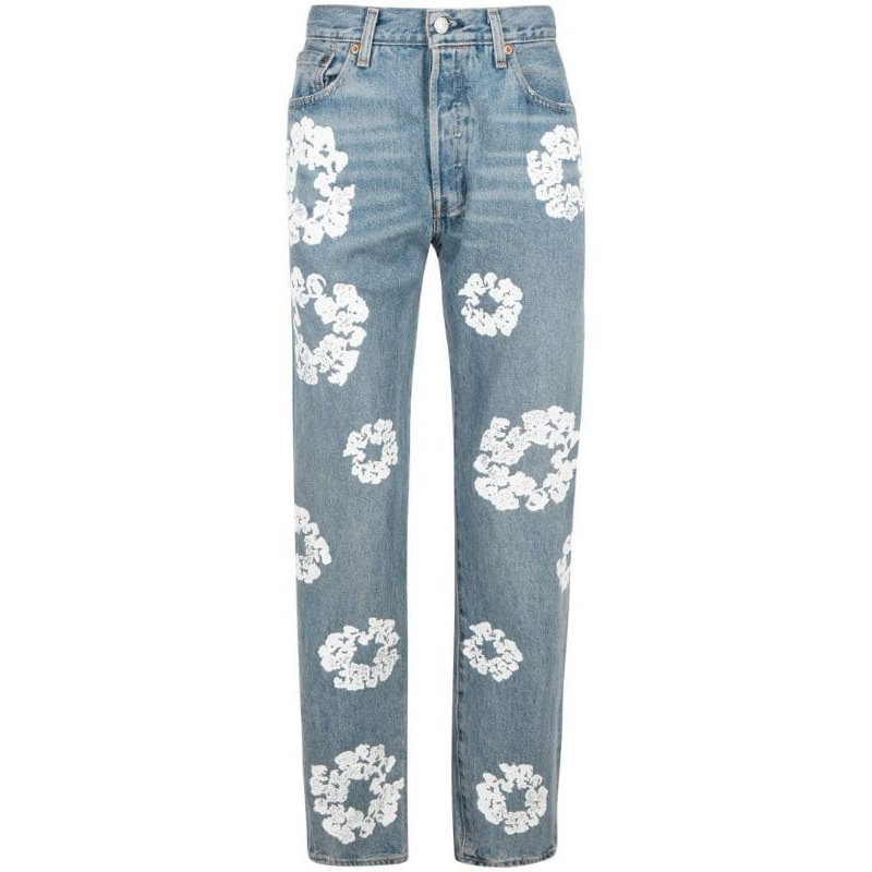 พร้อมส่ง ของแท้ 100% กางเกงยีนส์ DENIM TEARS WREATH JEAN LIGHT WASH