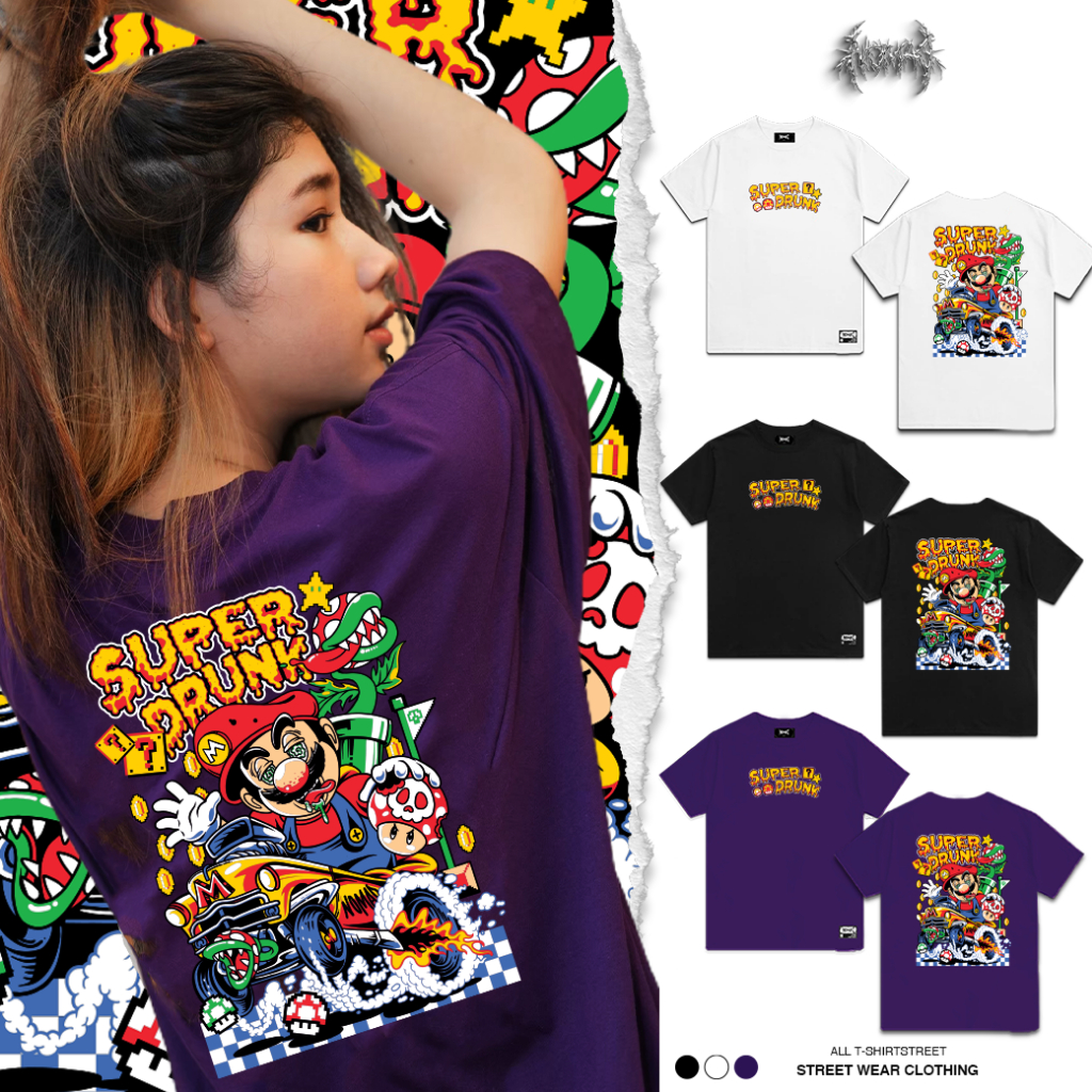 แขนสั้นคอกลม V.1 ลายSUPER DRUNK
