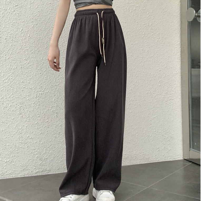 พร้อมส่งในไทย**กางเกงขายาวเอวสูง เอวยางยืด ขายาว ผ้าลูกฟูกหนานุ่ม K50 - 5