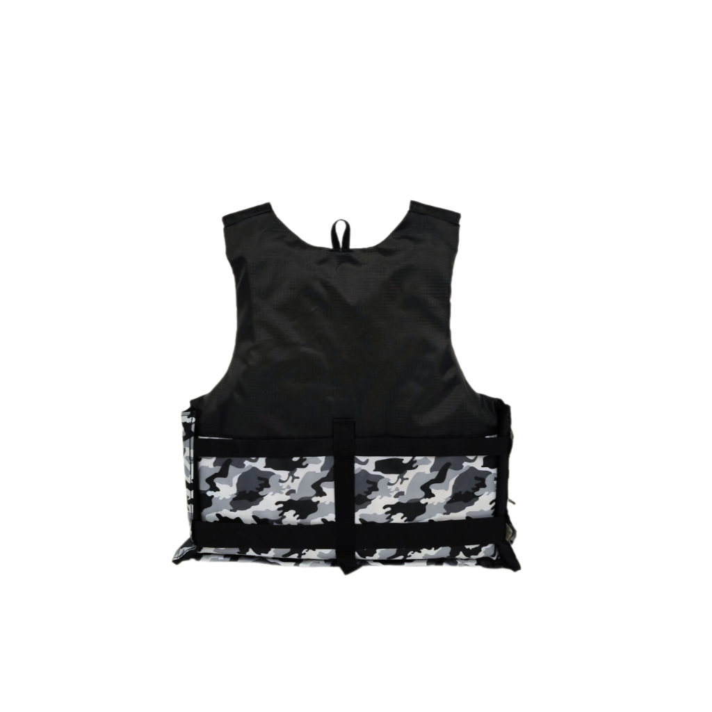 เสื้อชูชีพรุ่น S-1 (พรางเทาต่อดำ) มีแถบสะท้อนแสงสามารถมองเห็นได้ในระยะไกล มีนกหวีดและสายรั้งขา เพื่อความปลอดภัย - รูปที่ 6