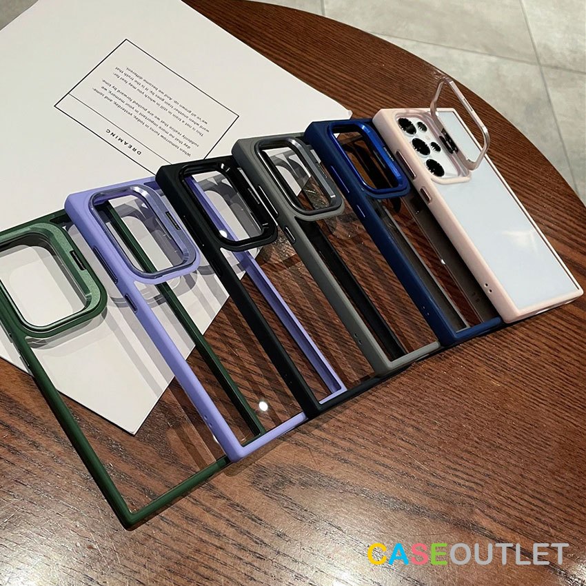 เคส มือถือ Redmi Note13 pro plus + 4g 5g ครอบเลนส์ ครอบกล้อง ขาตั้ง ตั้งได้ เคสใส หลังแข็ง ขอบสี HYBRID กันกระแทก