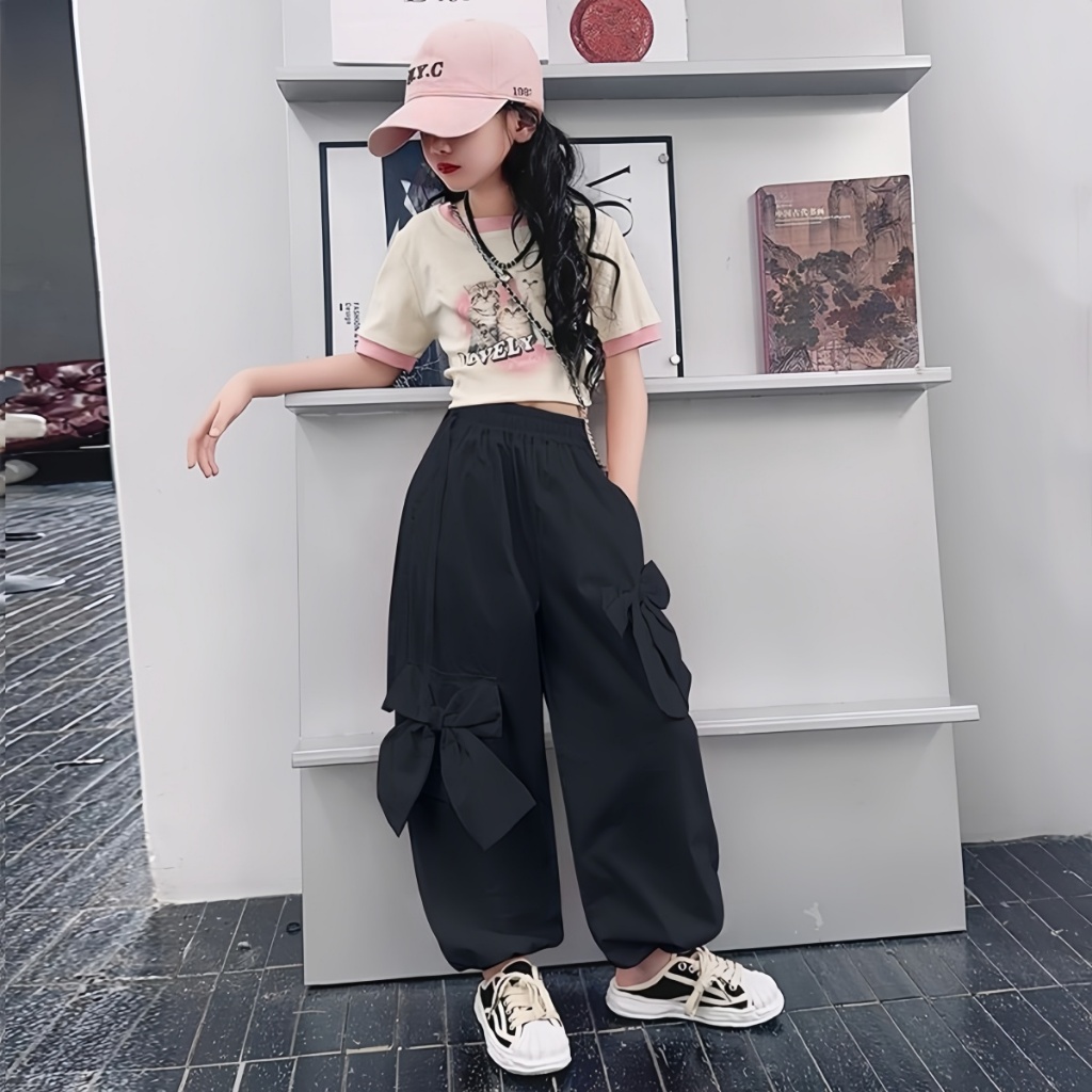 Beryl kids🌸ชุดเด็กหญิงแฟชั่น🎀ชุดสูทเด็กฤดูร้อน สไตล์เกาหลี เสื้อผ้าแขนสั้นกางเกงคาร์โก้แบบโบว์ ใส่สบาย รุ่นใหม่ รูปที่ 8