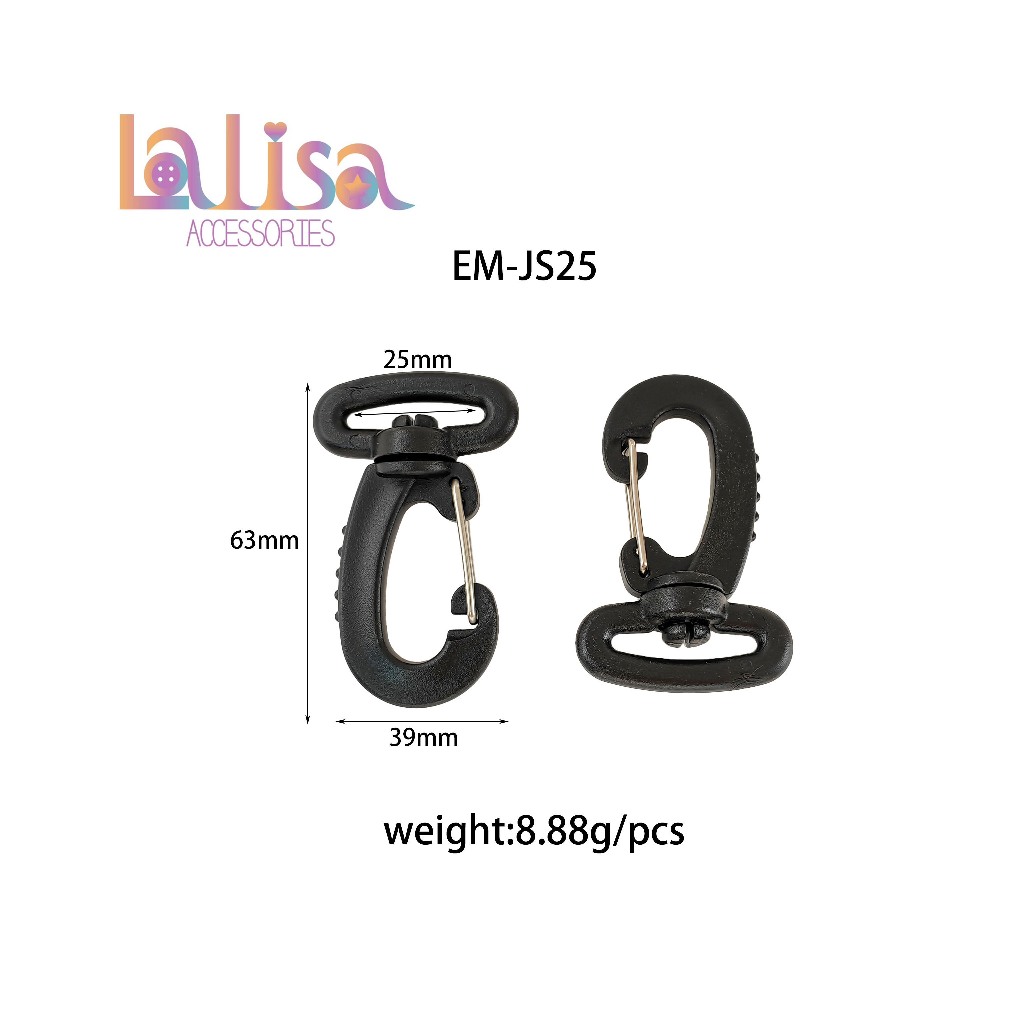 ตัวล็อกสายกระเป๋าหรือเกี่ยวของแบบ DIY สายกระเป๋าพลาสติก คอหมาหมุน Plastic dogclip (C-3-D,EM-JS25)