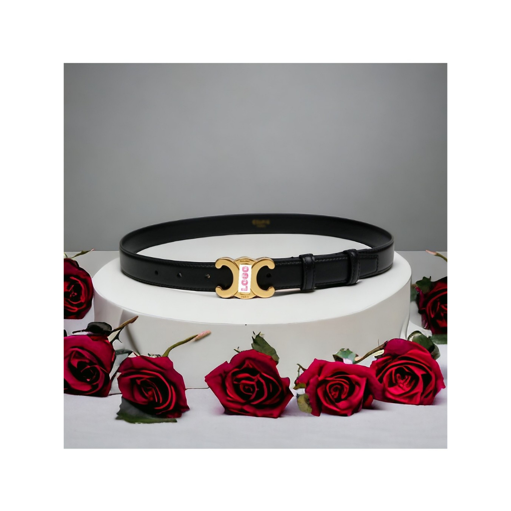 เข็มขัดหนังวัวแท้ แบรนด์(C-eline belt) สไตล์ผู้หญิง เข็มขัดสีนิยม อะไหล่ทอง(925K) อุปกรณ์ครบเซท พร้อมส่ง เครื่องประดับ