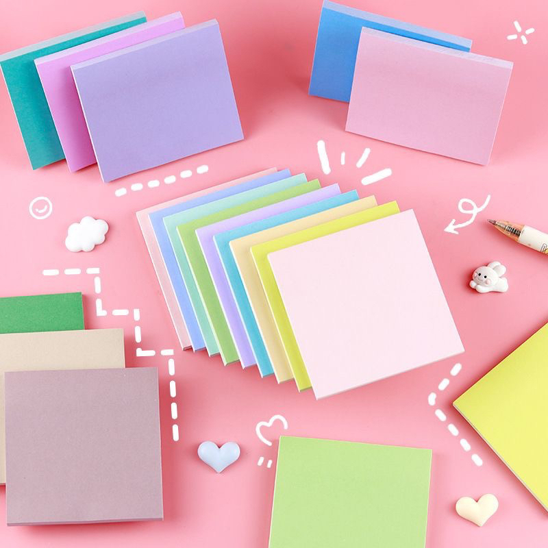 กระดาษโน๊ต มีกาวในตัว sticky note มีแพ็คเกจ สีสันสดใส อุปกรณ์เรียนเครื่องเขียน โพสอิท ขนาด7.6*7.6 CM