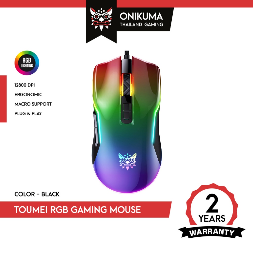 ONIKUMA TOUMEI Full RGB Gaming Mouse เมาส์เกมมิ่ง ออฟติคอล แม่นยำสูง DPI 12800 รองรับ Macro