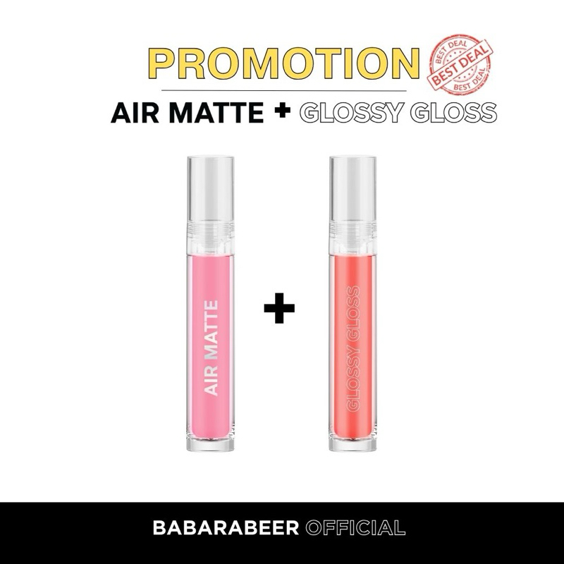 โปรโมชั่นสุดคุ้ม 2 สี แมท+กลอส PROMOTION MATTE+GLOSS BABARABEER AIR MATTE + GLOSSY GLOSS 2 PIECES