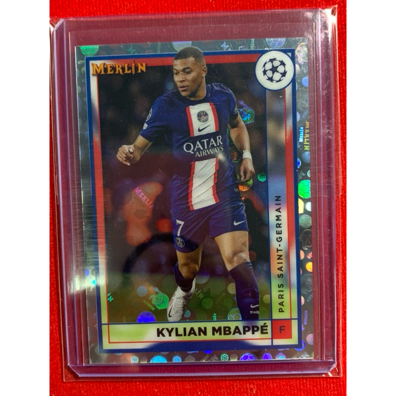 2022-23 Topps Merlin Chrome UEFA Kylian Mbappe Vintage Merlin Refractor SP #105